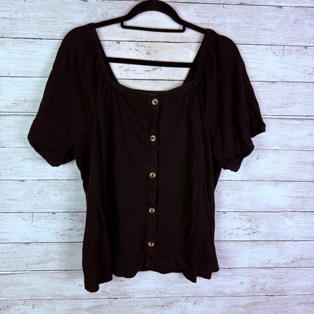 Lane Bryant Blouson Sleeve Top Black Size 18/20